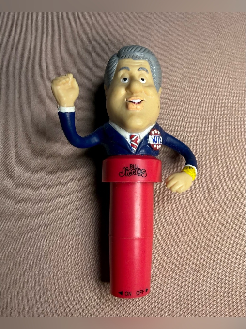 Bill Clinton Vintage 1994 Bill Jiggles Motorized Squiggle Dance Electronic Toy